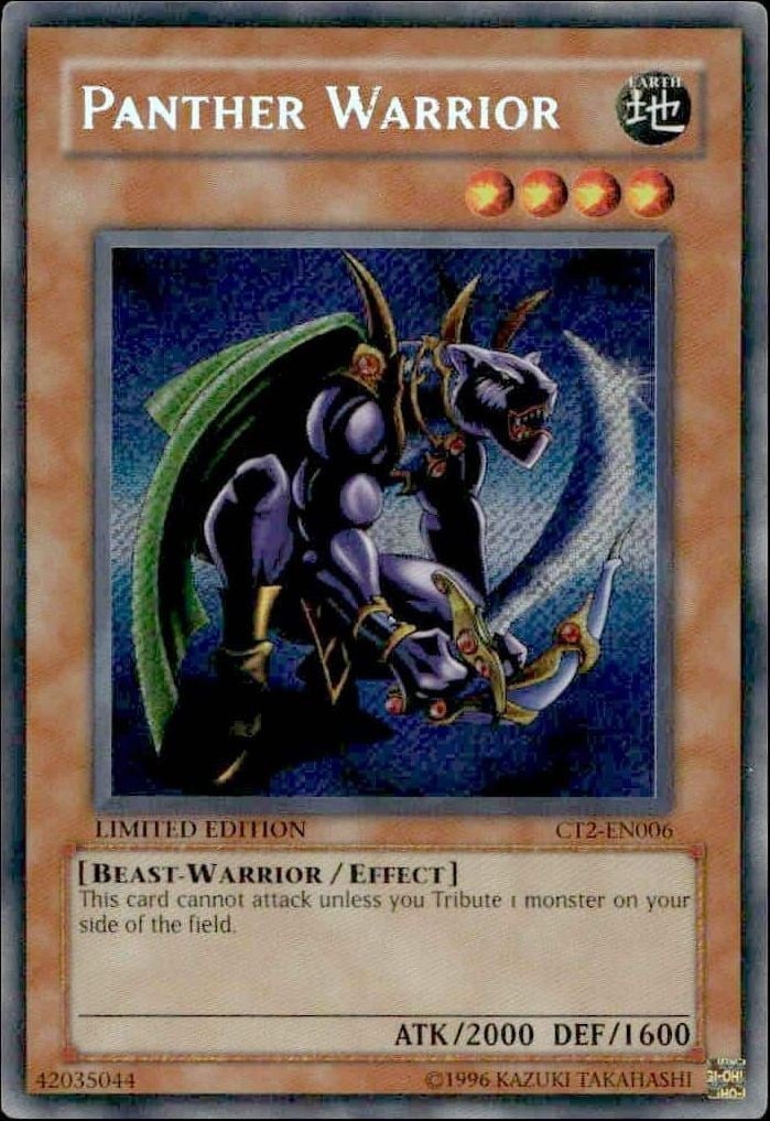 Panther Warrior 2005 Yu-Gi-Oh! Collectors Tin #CT2-EN006 Yu-Gi-Oh! Card - Front 2005 Yu-Gi-Oh! Collectors Tin Panther Warrior #CT2-EN006 Yu-Gi-Oh! card front