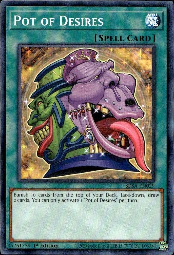 2020 Yu-Gi-Oh Structure Deck: Sacred Beasts Pot of Desires #SDSA-EN029 trading card