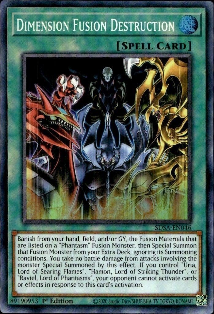 Dimension Fusion Destruction 2020 Yu-Gi-Oh! Structure Deck: Sacred Beasts #SDSA-EN046 Yu-Gi-Oh! Card - Front 2020 Yu-Gi-Oh! Structure Deck: Sacred Beasts Dimension Fusion Destruction #SDSA-EN046 Yu-Gi-Oh! card front