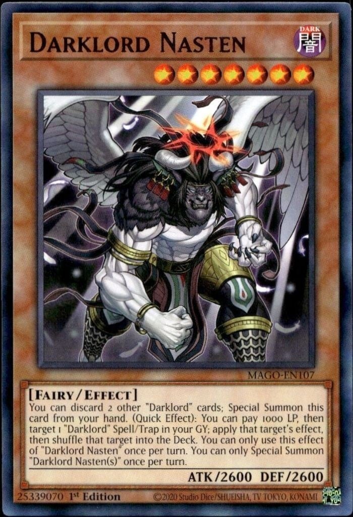 Darklord Nasten 2020 Yu-Gi-Oh! Maximum Gold #MAGO-EN107 Yu-Gi-Oh! Card - Front 2020 Yu-Gi-Oh! Maximum Gold Darklord Nasten #MAGO-EN107 Yu-Gi-Oh! card front