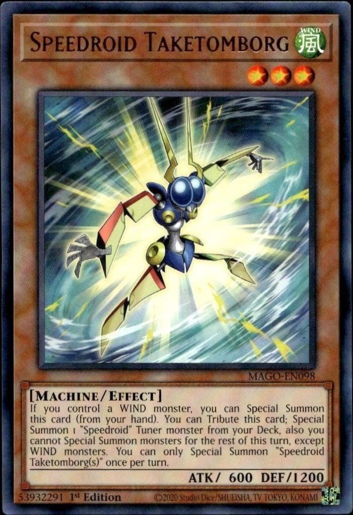 Speedroid Taketomborg 2020 Yu-Gi-Oh! Maximum Gold #MAGO-EN098 Yu-Gi-Oh! Card - Front 2020 Yu-Gi-Oh! Maximum Gold Speedroid Taketomborg #MAGO-EN098 Yu-Gi-Oh! card front