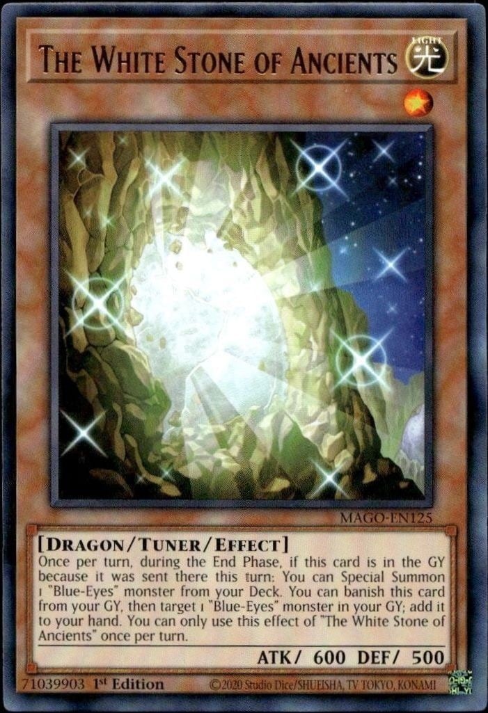 The White Stone Of Ancients 2020 Yu-Gi-Oh! Maximum Gold #MAGO-EN125 Yu-Gi-Oh! Card - Front 2020 Yu-Gi-Oh! Maximum Gold The White Stone Of Ancients #MAGO-EN125 Yu-Gi-Oh! card front