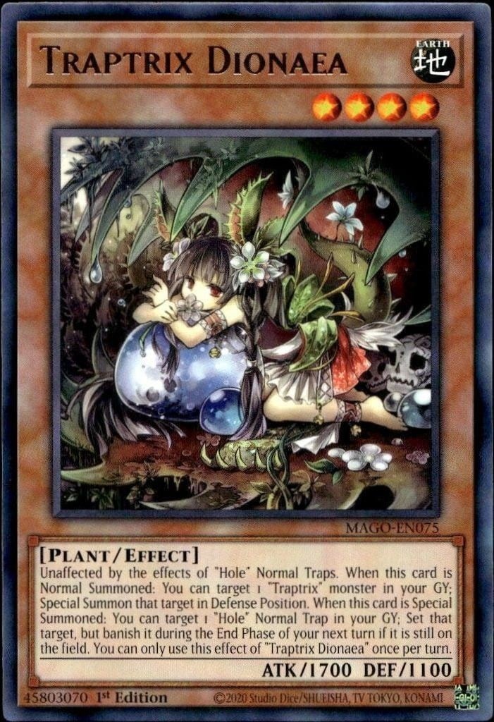 Traptrix Dionaea 2020 Yu-Gi-Oh! Maximum Gold #MAGO-EN075 Yu-Gi-Oh! Card - Front 2020 Yu-Gi-Oh! Maximum Gold Traptrix Dionaea #MAGO-EN075 Yu-Gi-Oh! card front