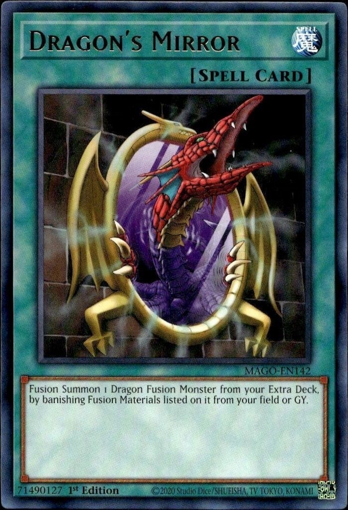 Dragon'S Mirror 2020 Yu-Gi-Oh! Maximum Gold #MAGO-EN142 Yu-Gi-Oh! Card - Front 2020 Yu-Gi-Oh! Maximum Gold Dragon'S Mirror #MAGO-EN142 Yu-Gi-Oh! card front