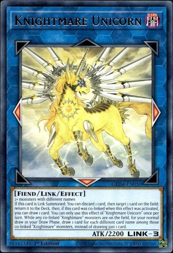 Knightmare Unicorn 2020 Yu-Gi-Oh! Genesis Impact #GEIM-EN050 Yu-Gi-Oh! Card - Front 2020 Yu-Gi-Oh! Genesis Impact Knightmare Unicorn #GEIM-EN050 Yu-Gi-Oh! card front