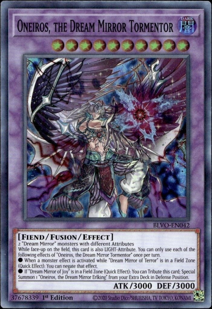 Oneiros, The Dream Mirror Tormentor 2020 Yu-Gi-Oh! Blazing Vortex #BLVO-EN042 Yu-Gi-Oh! Card - Front 2020 Yu-Gi-Oh! Blazing Vortex Oneiros, The Dream Mirror Tormentor #BLVO-EN042 Yu-Gi-Oh! card front