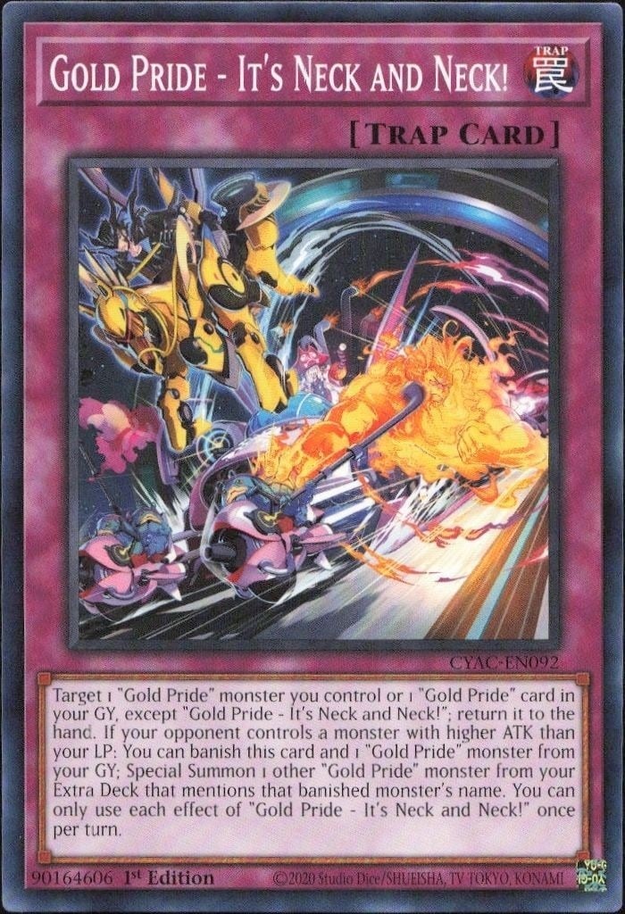 2020 Yu-Gi-Oh Cyberstorm Access Gold Pride - It's Neck and Neck! #CYAC-EN092 trading card