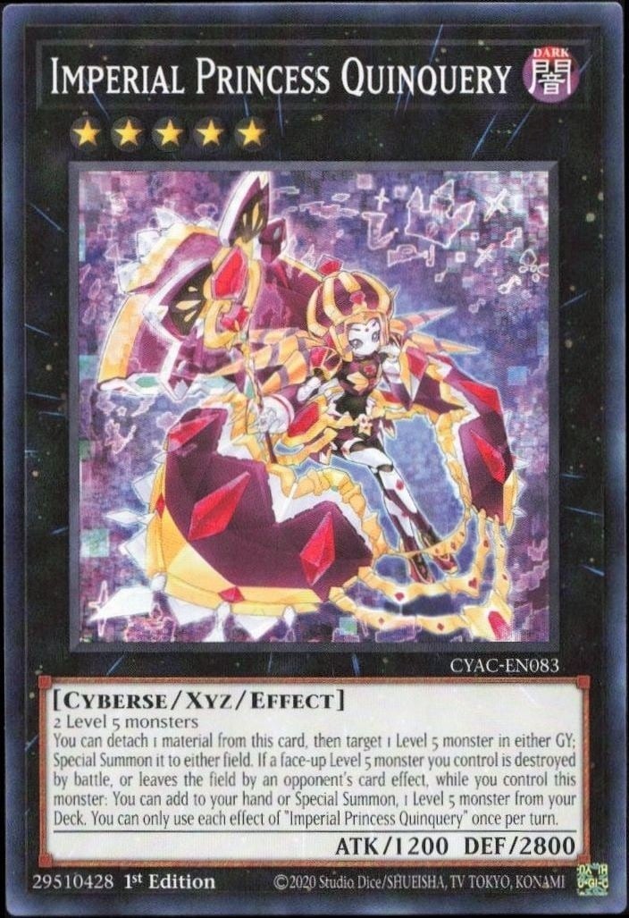 2020 Yu-Gi-Oh Cyberstorm Access Imperial Princess Quinquery #CYAC-EN083 trading card