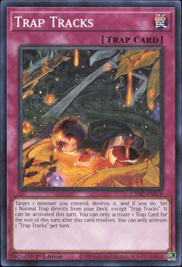 Trap Tracks 2020 Yu-Gi-Oh! Cyberstorm Access #CYAC-EN078 Yu-Gi-Oh! Card - Front 2020 Yu-Gi-Oh! Cyberstorm Access Trap Tracks #CYAC-EN078 Yu-Gi-Oh! card front