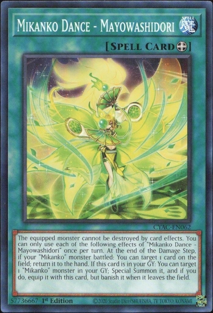 2020 Yu-Gi-Oh Cyberstorm Access Mikanko Dance - Mayowashidori #CYAC-EN062 trading card