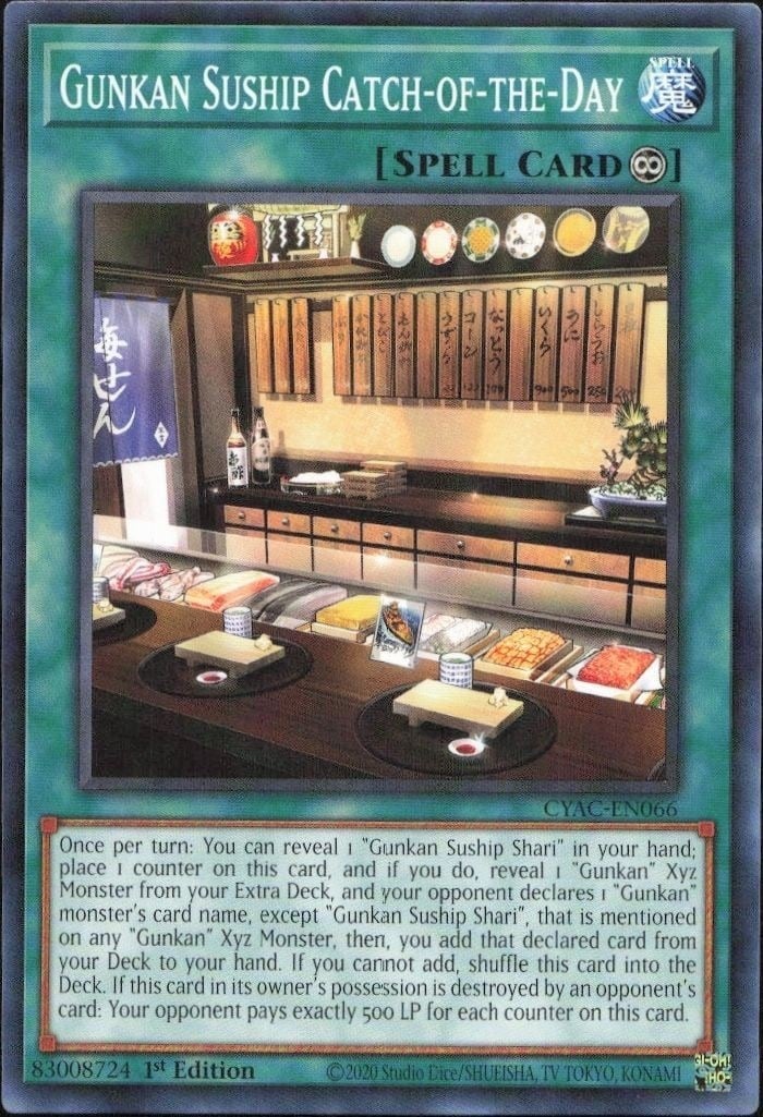 Gunkan Suship Catch-Of-The-Day 2020 Yu-Gi-Oh! Cyberstorm Access #CYAC-EN066 Yu-Gi-Oh! Card - Front 2020 Yu-Gi-Oh! Cyberstorm Access Gunkan Suship Catch-Of-The-Day #CYAC-EN066 Yu-Gi-Oh! card front
