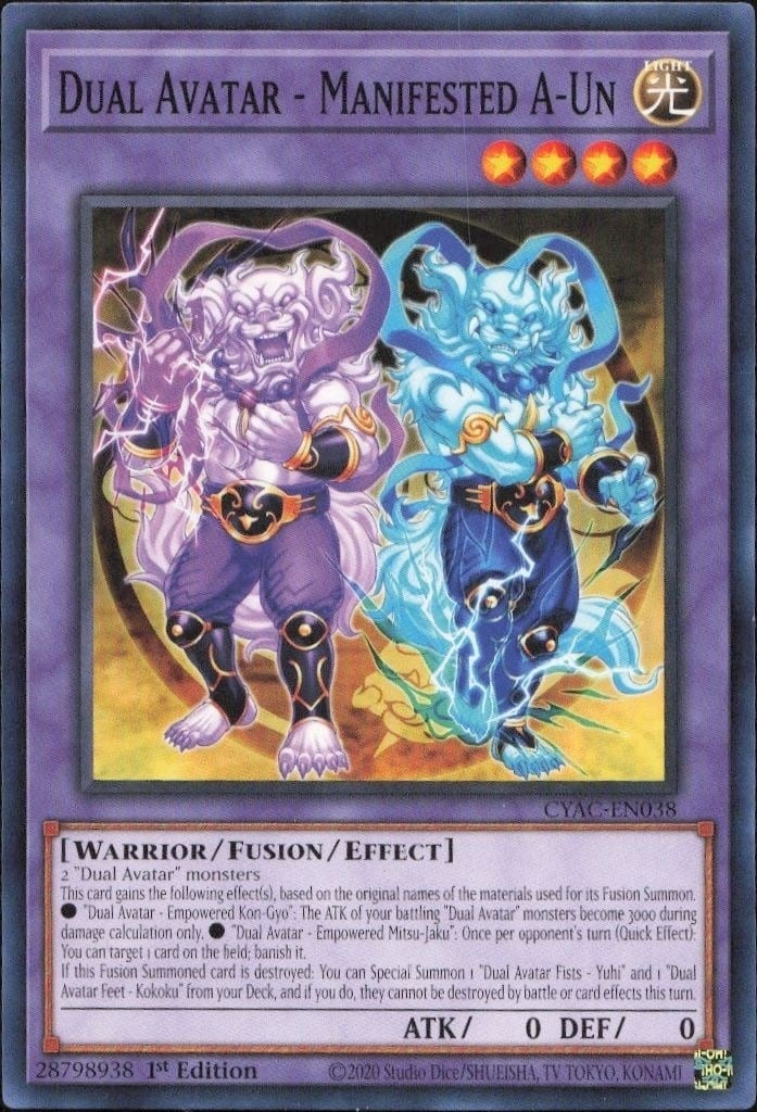Dual Avatar - Manifested A-Un 2020 Yu-Gi-Oh! Cyberstorm Access #CYAC-EN038 Yu-Gi-Oh! Card - Front 2020 Yu-Gi-Oh! Cyberstorm Access Dual Avatar - Manifested A-Un #CYAC-EN038 Yu-Gi-Oh! card front
