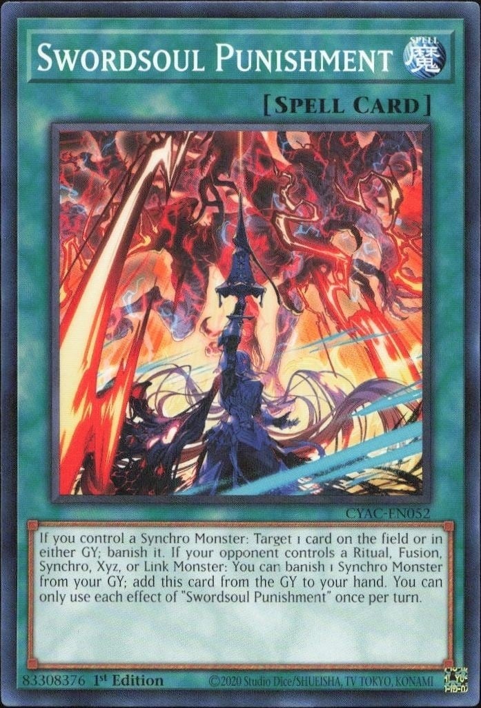 Swordsoul Punishment 2020 Yu-Gi-Oh! Cyberstorm Access #CYAC-EN052 Yu-Gi-Oh! Card - Front 2020 Yu-Gi-Oh! Cyberstorm Access Swordsoul Punishment #CYAC-EN052 Yu-Gi-Oh! card front