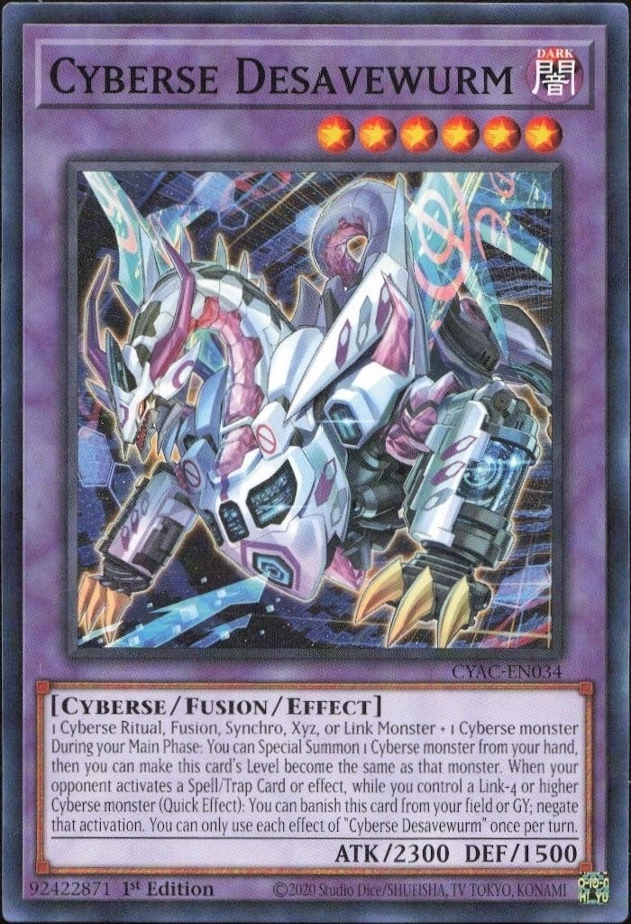 Cyberse Desavewurm 2020 Yu-Gi-Oh! Cyberstorm Access #CYAC-EN034 Yu-Gi-Oh! Card - Front 2020 Yu-Gi-Oh! Cyberstorm Access Cyberse Desavewurm #CYAC-EN034 Yu-Gi-Oh! card front
