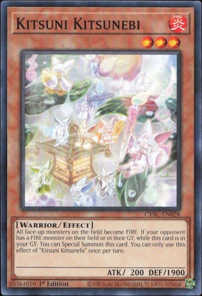 Kitsuni Kitsunebi 2020 Yu-Gi-Oh! Cyberstorm Access #CYAC-EN028 Yu-Gi-Oh! Card - Front 2020 Yu-Gi-Oh! Cyberstorm Access Kitsuni Kitsunebi #CYAC-EN028 Yu-Gi-Oh! card front