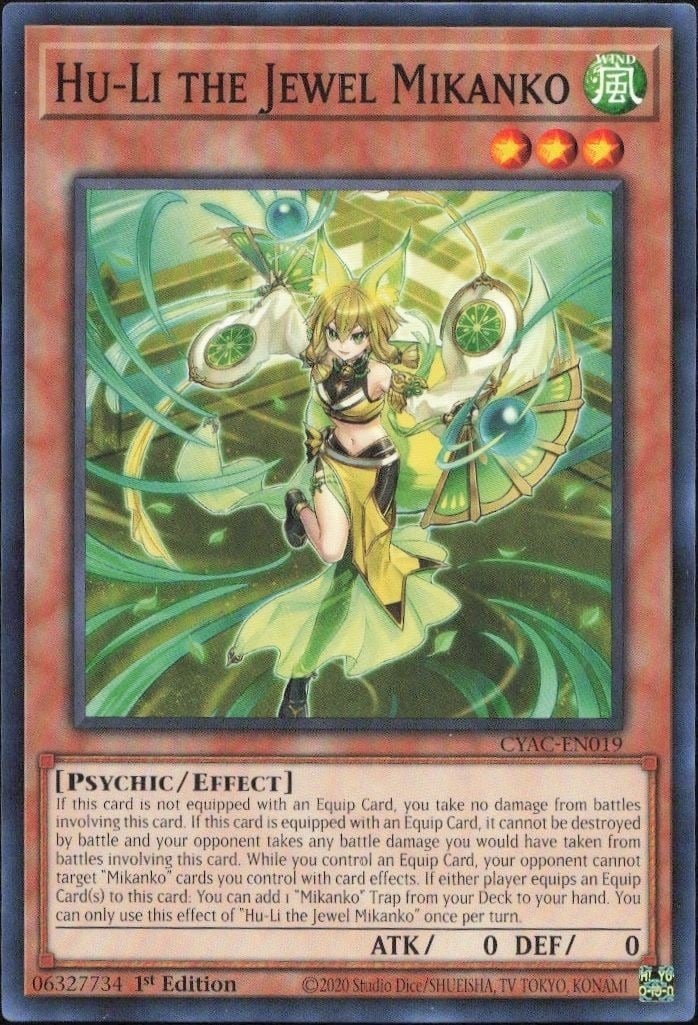 2020 Yu-Gi-Oh Cyberstorm Access Hu-Li the Jewel Mikanko #CYAC-EN019 trading card