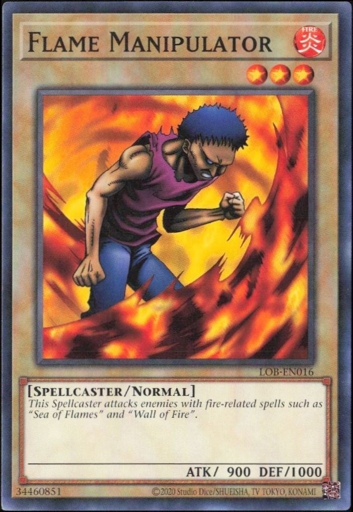 Flame Manipulator 2023 Yu-Gi-Oh! Legend of Blue Eyes White Dragon #LOB-EN016 Yu-Gi-Oh! Card - Front 2023 Yu-Gi-Oh! Legend of Blue Eyes White Dragon Flame Manipulator #LOB-EN016 Yu-Gi-Oh! card front