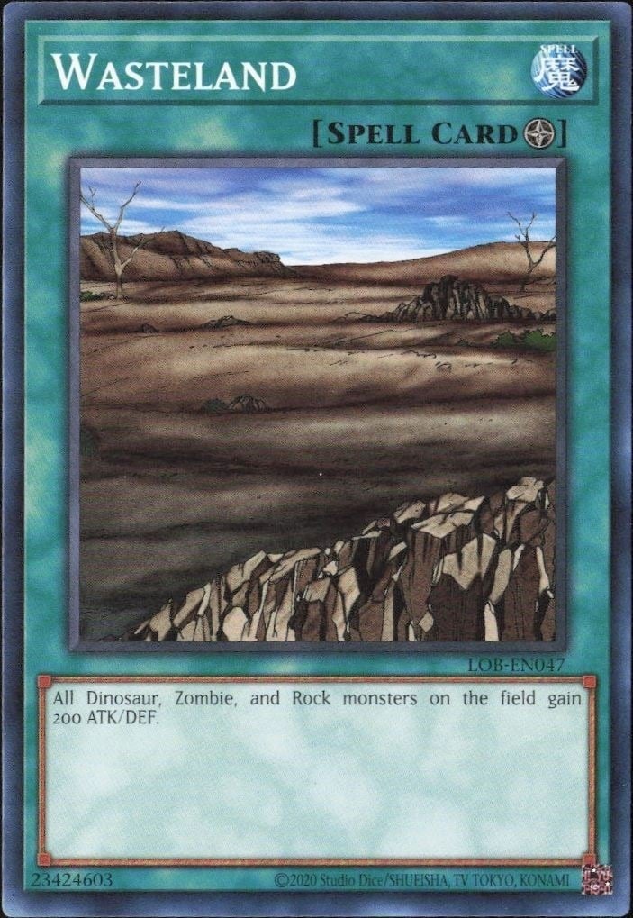 Wasteland 2023 Yu-Gi-Oh! Legend of Blue Eyes White Dragon #LOB-EN047 Yu-Gi-Oh! Card - Front 2023 Yu-Gi-Oh! Legend of Blue Eyes White Dragon Wasteland #LOB-EN047 Yu-Gi-Oh! card front