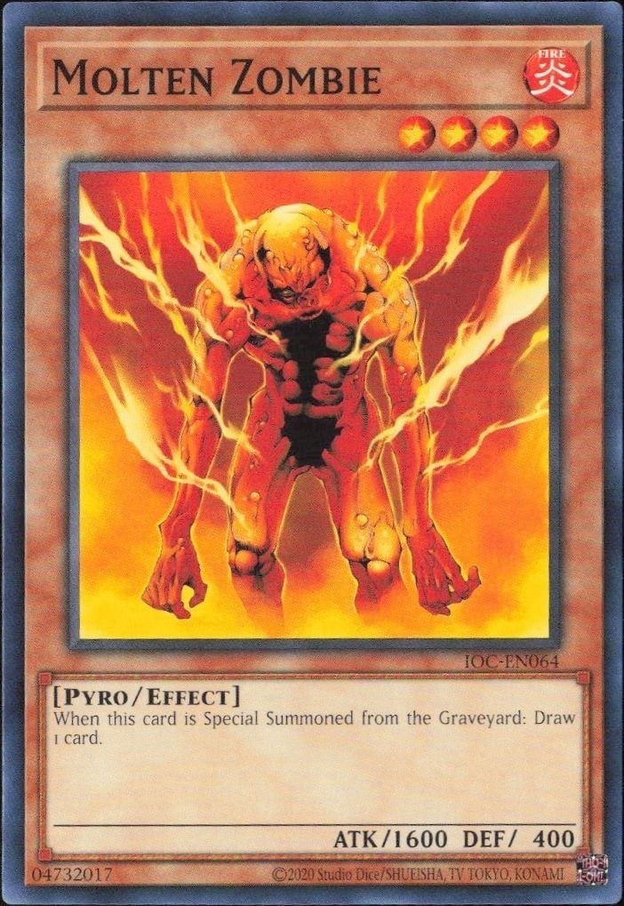Molten Zombie 2023 Yu-Gi-Oh! Invasion of Chaos #IOC-EN064 Yu-Gi-Oh! Card - Front 2023 Yu-Gi-Oh! Invasion of Chaos Molten Zombie #IOC-EN064 Yu-Gi-Oh! card front