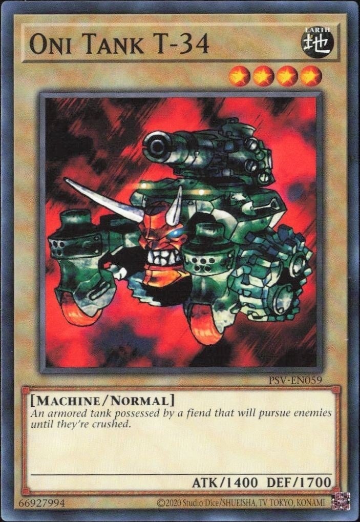 Oni Tank T-34 2023 Yu-Gi-Oh! Pharaoh's Servant #PSV-EN059 Yu-Gi-Oh! Card - Front 2023 Yu-Gi-Oh! Pharaoh's Servant Oni Tank T-34 #PSV-EN059 Yu-Gi-Oh! card front