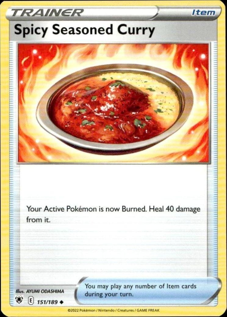 Spicy Seasoned Curry 2022 Pokémon Astral Radiance #151/189 Pokémon Card - Front 2022 Pokémon Astral Radiance Spicy Seasoned Curry #151/189 Pokémon card front