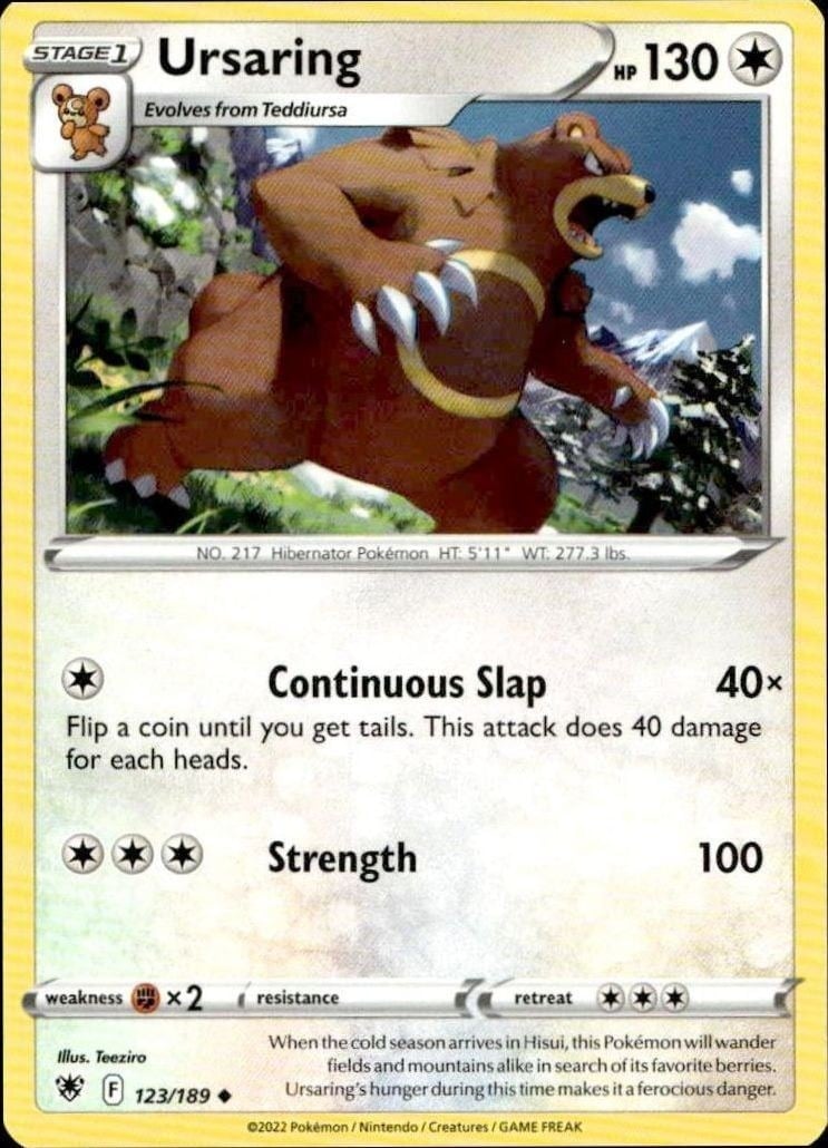 2022 Pokémon Astral Radiance Ursaring #123/189 trading card