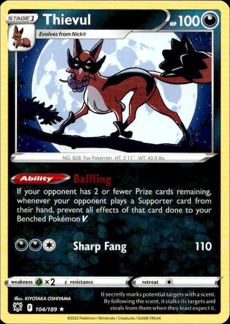 2022 Pokémon Astral Radiance Thievul #104/189 trading card