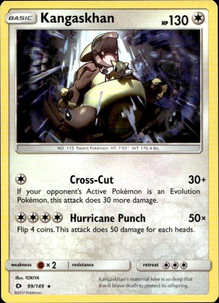 Kangaskhan 2017 Pokémon Sun & Moon #099/149 Pokémon Card - Front 2017 Pokémon Sun & Moon Kangaskhan #099/149 Pokémon card front
