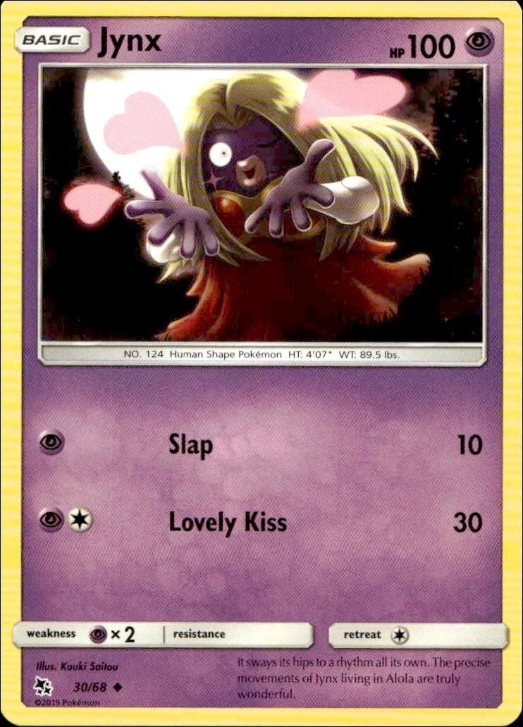 Jynx 2019 Pokémon Hidden Fates #30/68 Pokémon Card - Front 2019 Pokémon Hidden Fates Jynx #30/68 Pokémon card front