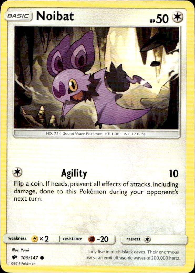 2017 Pokémon Burning Shadows Noibat #109/147 trading card