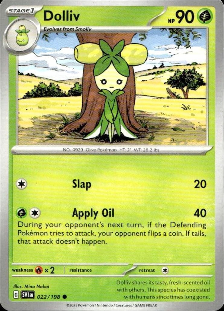 Dolliv 2023 Pokémon Scarlet & Violet #022/198 Pokémon Card - Front 2023 Pokémon Scarlet & Violet Dolliv #022/198 Pokémon card front