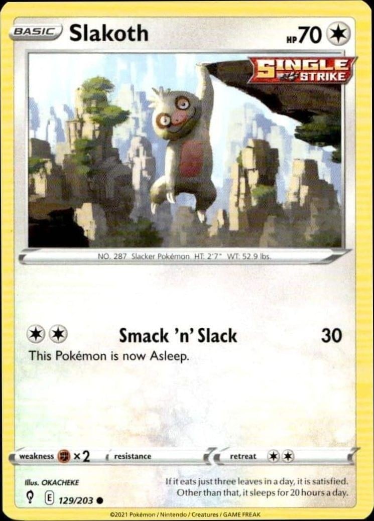 2021 Pokémon Evolving Skies Slakoth #129/203 trading card