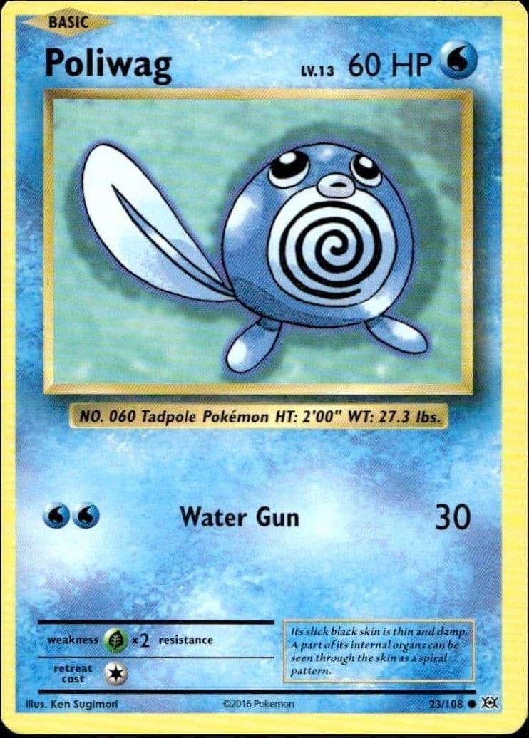 Poliwag 2016 Pokémon Evolutions #023/108 Pokémon Card - Front 2016 Pokémon Evolutions Poliwag #023/108 Pokémon card front