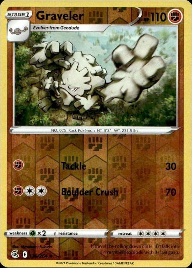 2021 Pokémon Fusion Strike Graveler #136/264 trading card