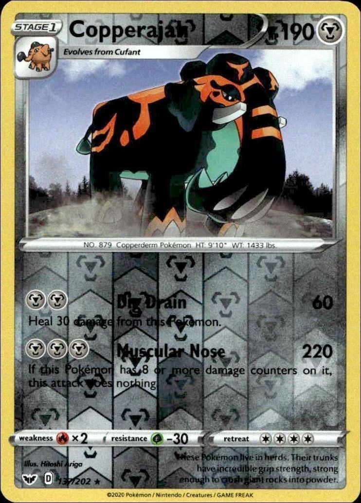 Copperajah 2020 Pokémon Sword & Shield #137/202 Pokémon Card - Front 2020 Pokémon Sword & Shield Copperajah #137/202 Pokémon card front