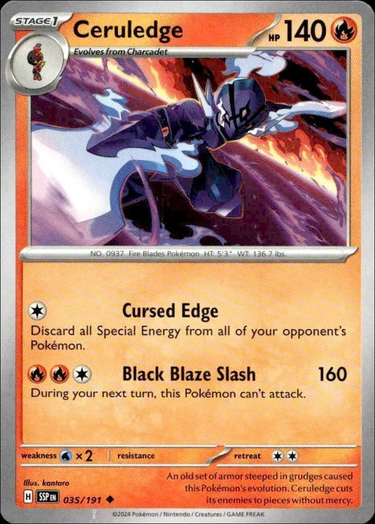 Ceruledge 2024 Pokémon Surging Sparks #035/191 Pokémon Card - Front 2024 Pokémon Surging Sparks Ceruledge #035/191 Pokémon card front