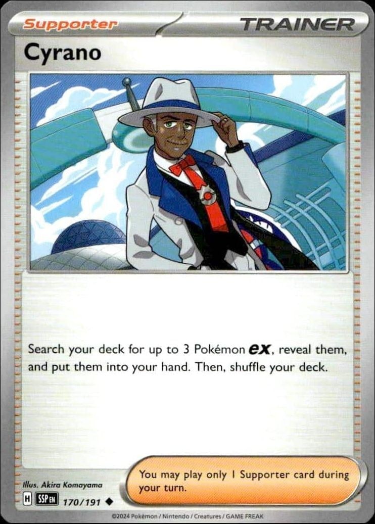 Cyrano 2024 Pokémon Surging Sparks #170/191 Pokémon Card - Front 2024 Pokémon Surging Sparks Cyrano #170/191 Pokémon card front