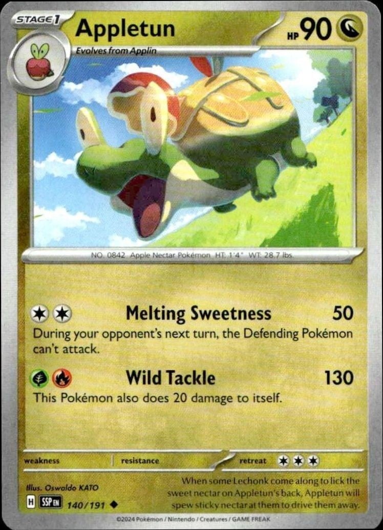 Appletun 2024 Pokémon Surging Sparks #140/191 Pokémon Card - Front 2024 Pokémon Surging Sparks Appletun #140/191 Pokémon card front