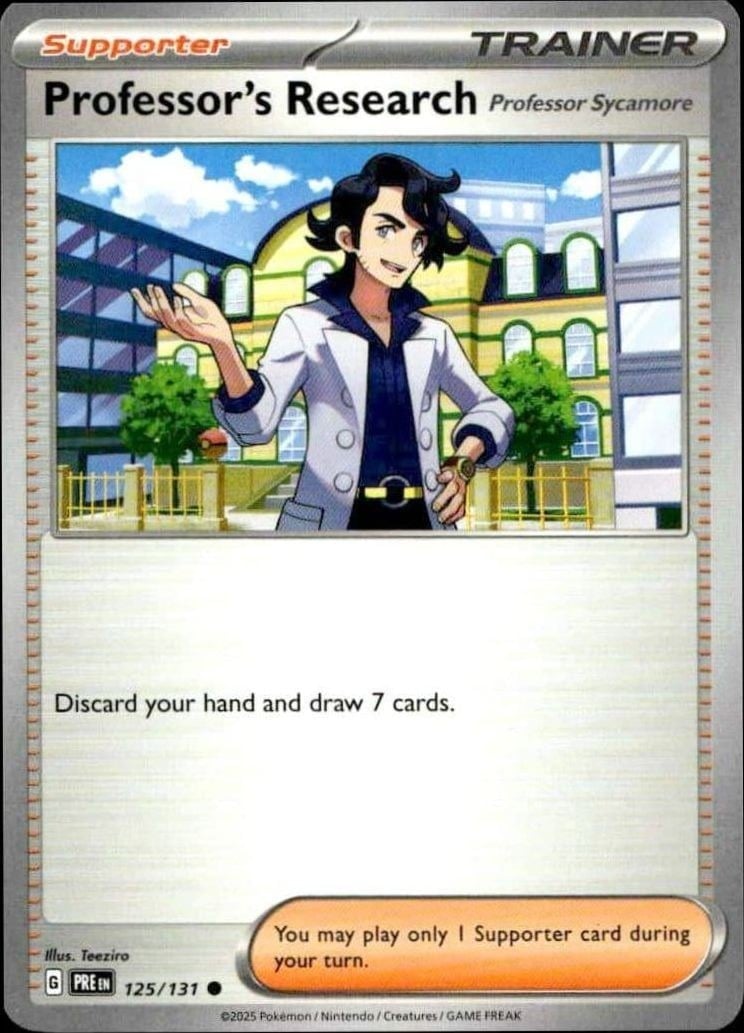 Professor's Research 2025 Pokémon Prismatic Evolutions #125/131 Pokémon Card - Front 2025 Pokémon Prismatic Evolutions Professor's Research #125/131 Pokémon card front