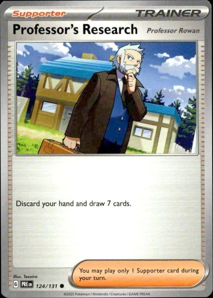 Professor's Research 2025 Pokémon Prismatic Evolutions #124/131 Pokémon Card - Front 2025 Pokémon Prismatic Evolutions Professor's Research #124/131 Pokémon card front