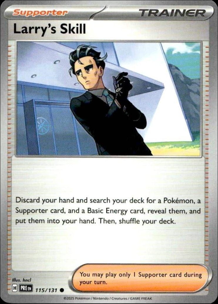 Larry's Skill 2025 Pokémon Prismatic Evolutions #115/131 Pokémon Card - Front 2025 Pokémon Prismatic Evolutions Larry's Skill #115/131 Pokémon card front