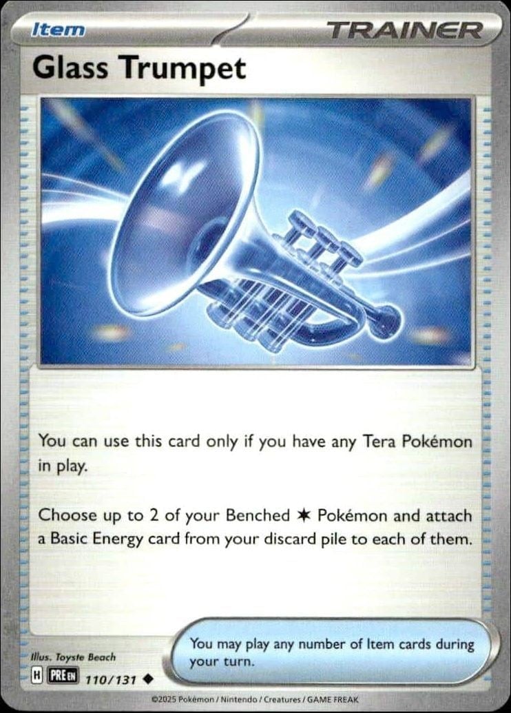 Glass Trumpet 2025 Pokémon Prismatic Evolutions #110/131 Pokémon Card - Front 2025 Pokémon Prismatic Evolutions Glass Trumpet #110/131 Pokémon card front