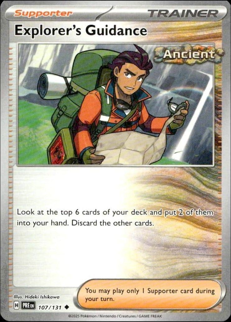 Explorer's Guidance 2025 Pokémon Prismatic Evolutions #107/131 Pokémon Card - Front 2025 Pokémon Prismatic Evolutions Explorer's Guidance #107/131 Pokémon card front