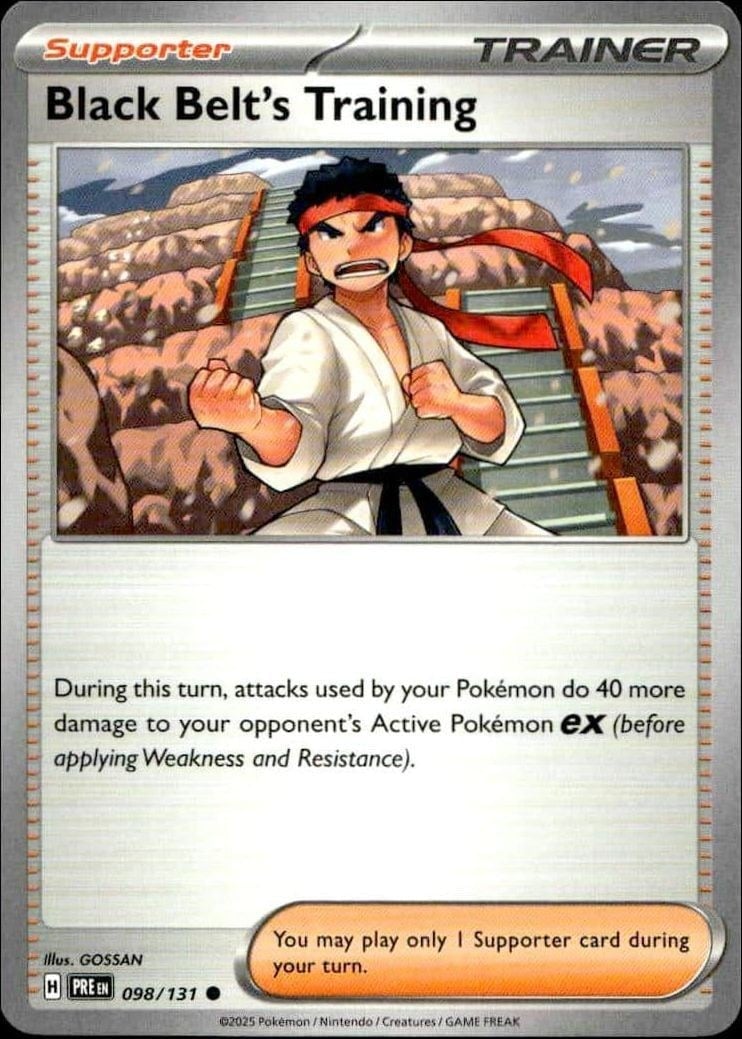 Black Belt's Training 2025 Pokémon Prismatic Evolutions #098/131 Pokémon Card - Front 2025 Pokémon Prismatic Evolutions Black Belt's Training #098/131 Pokémon card front