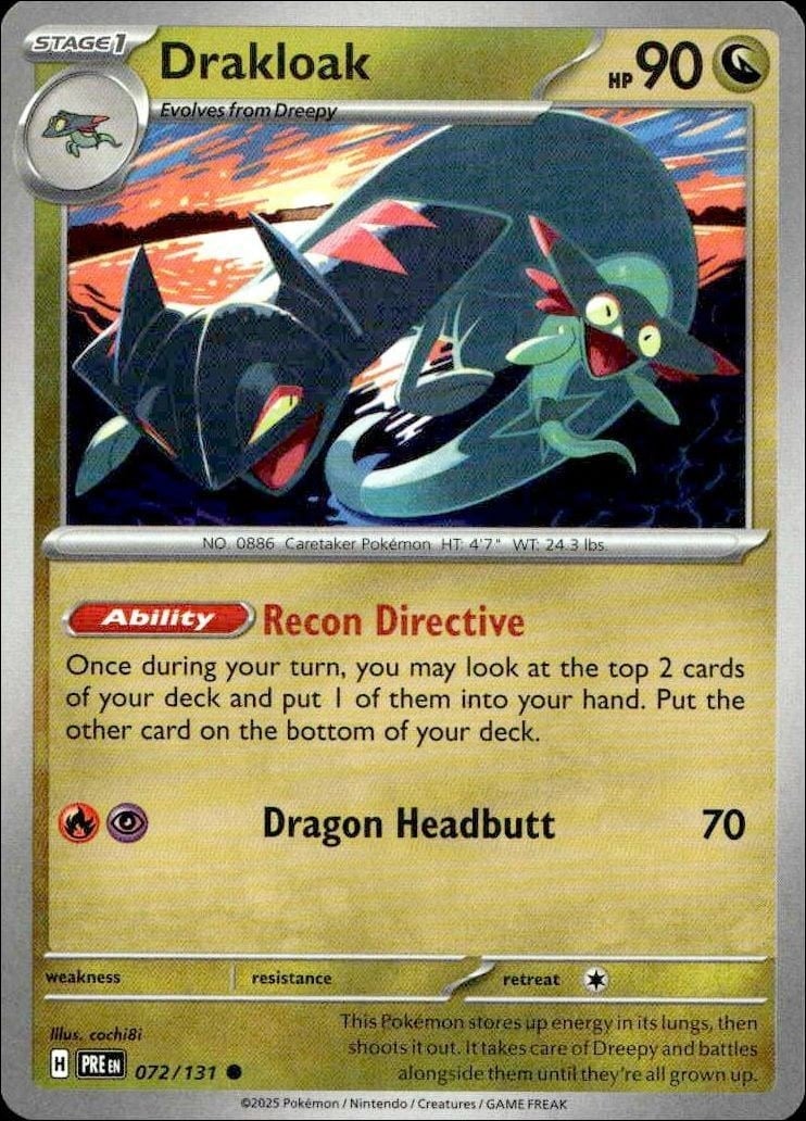 2025 Pokémon Prismatic Evolutions Drakloak #072/131 trading card