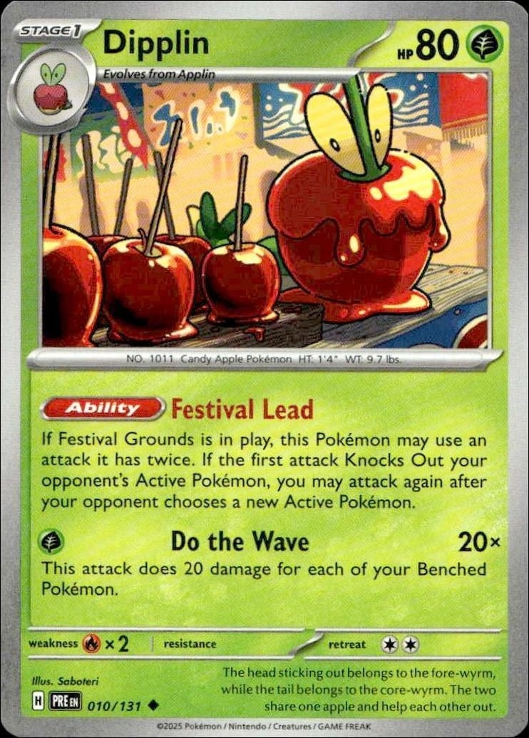 Dipplin 2025 Pokémon Prismatic Evolutions #010/131 Pokémon Card - Front 2025 Pokémon Prismatic Evolutions Dipplin #010/131 Pokémon card front
