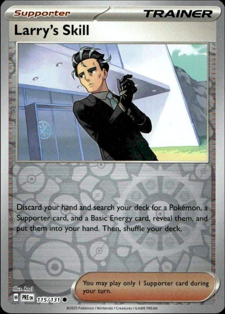 Larry's Skill 2025 Pokémon Prismatic Evolutions #115/131 Pokémon Card - Front 2025 Pokémon Prismatic Evolutions Larry's Skill #115/131 Pokémon card front