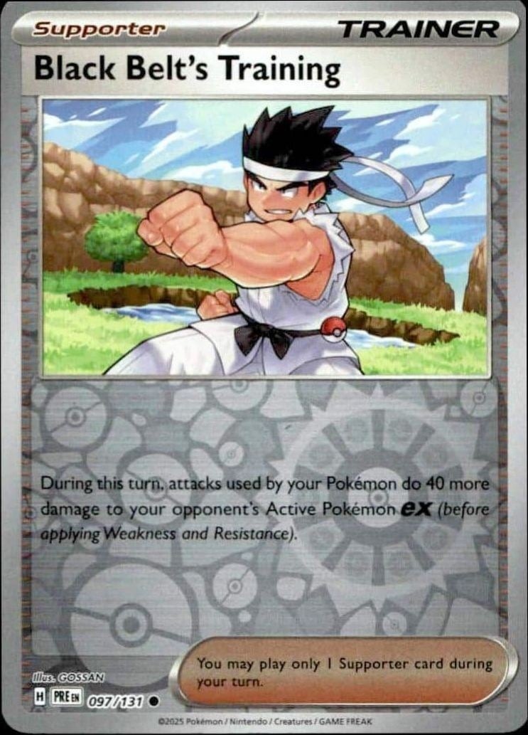 Black Belt's Training 2025 Pokémon Prismatic Evolutions #097/131 Pokémon Card - Front 2025 Pokémon Prismatic Evolutions Black Belt's Training #097/131 Pokémon card front
