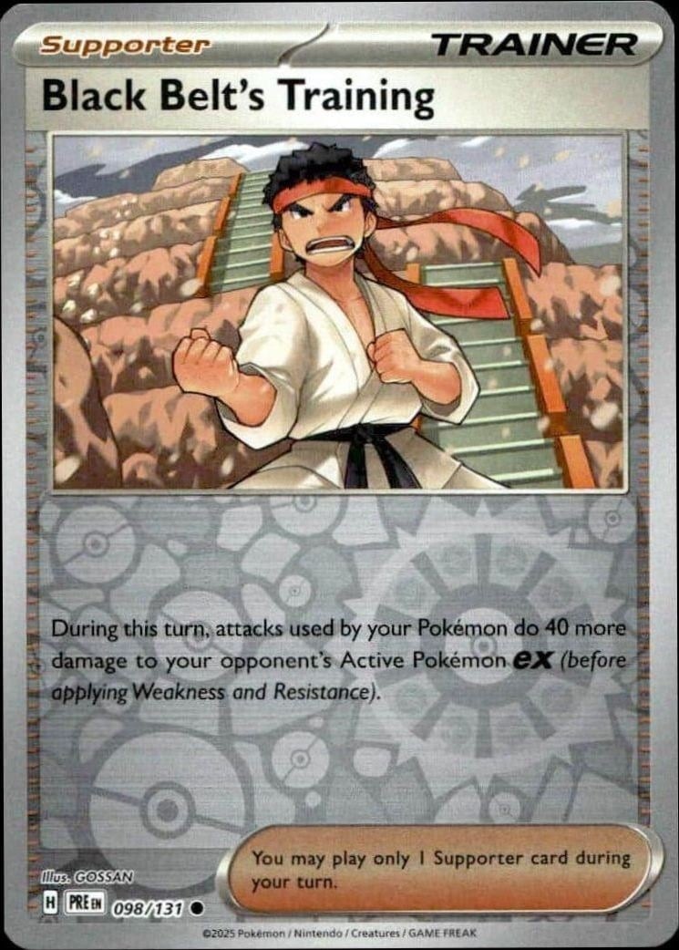 Black Belt's Training 2025 Pokémon Prismatic Evolutions #098/131 Pokémon Card - Front 2025 Pokémon Prismatic Evolutions Black Belt's Training #098/131 Pokémon card front