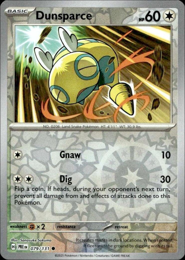 2025 Pokémon Prismatic Evolutions Dunsparce #079/131 trading card